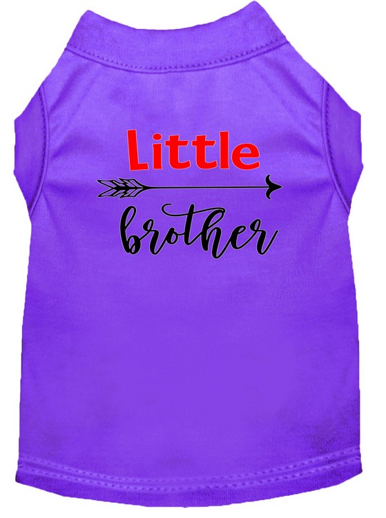 Little Brother Screen Print Dog Shirt Purple Med